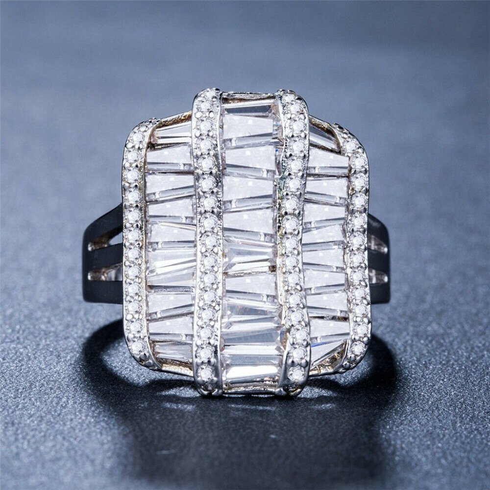 FINAL SALE Baguette White Sapphire .925 Silver Ring